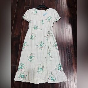 LOFT White Floral Midi Dress